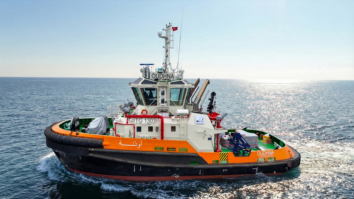 Med Marine hands over Oudhna, the third tug in OMMP’s six-vessel RAmparts 2800 series