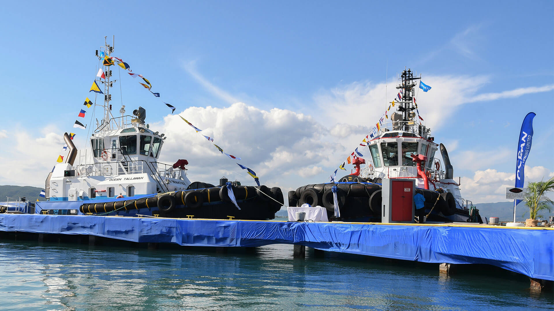 Blessing of two new harbour tugs for OCEAN J. TOWING INC.